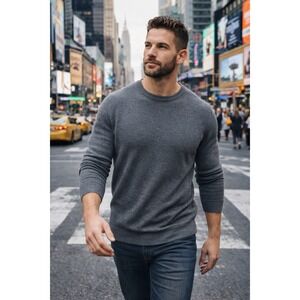 Best Made Co. 100% Merino Wool Crewneck Sweater Men's XL Gray Long Sleeve